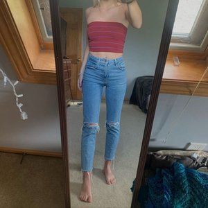 Red Striped Tube Top